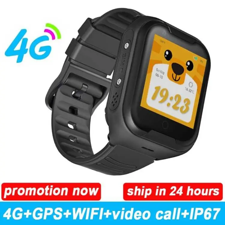 black Детские умные часы, 4G, Wifi, gps трекер, умные часы, Детские 4g часы, телефон, видео вызов, водонепроницаемые умные часы для детей, часы PK Q50 Q90 - Цвет: black