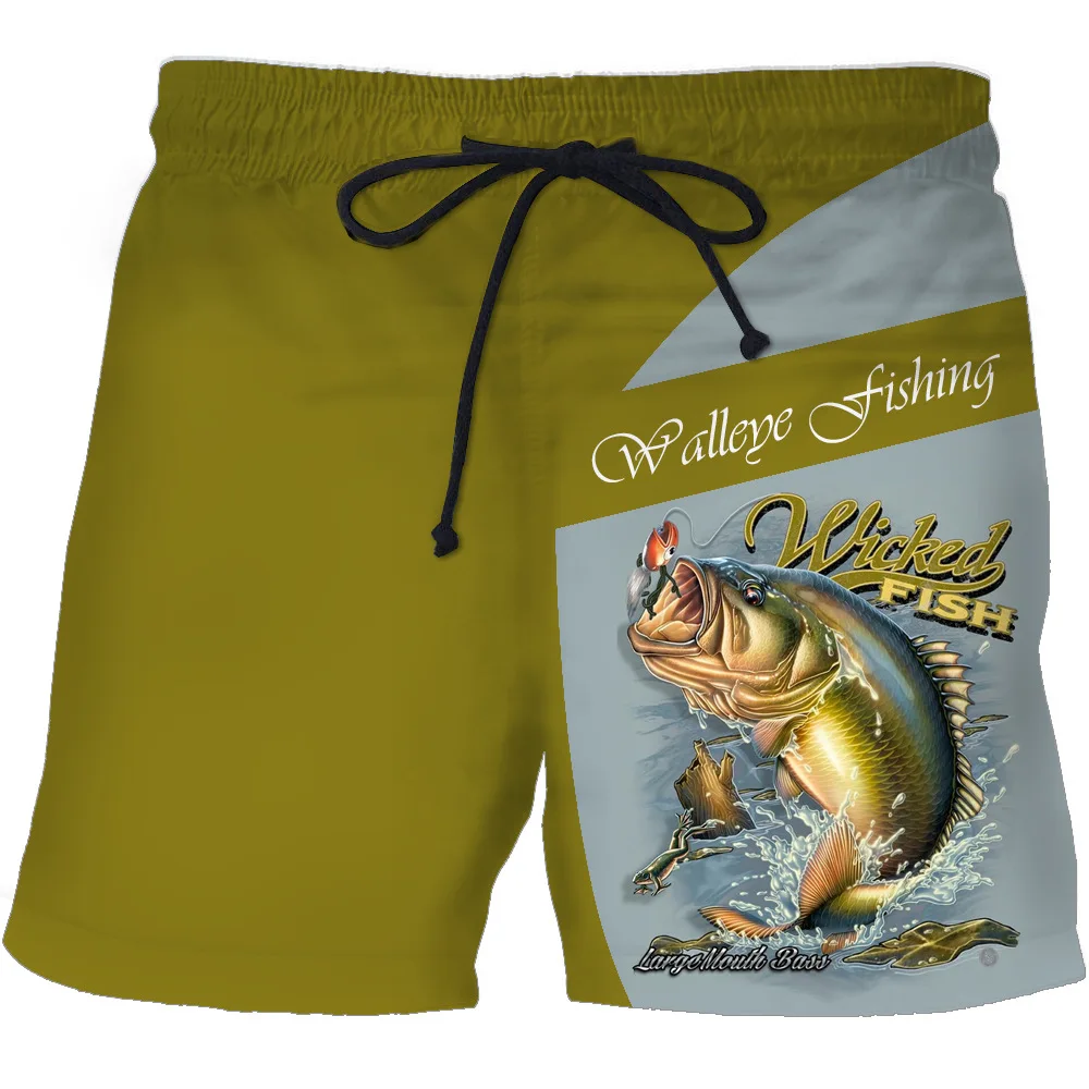 

2021 New Fashion Fishing 3D Sports Personality Multi-color Optional Digital Print Casual Loose Beach Shorts