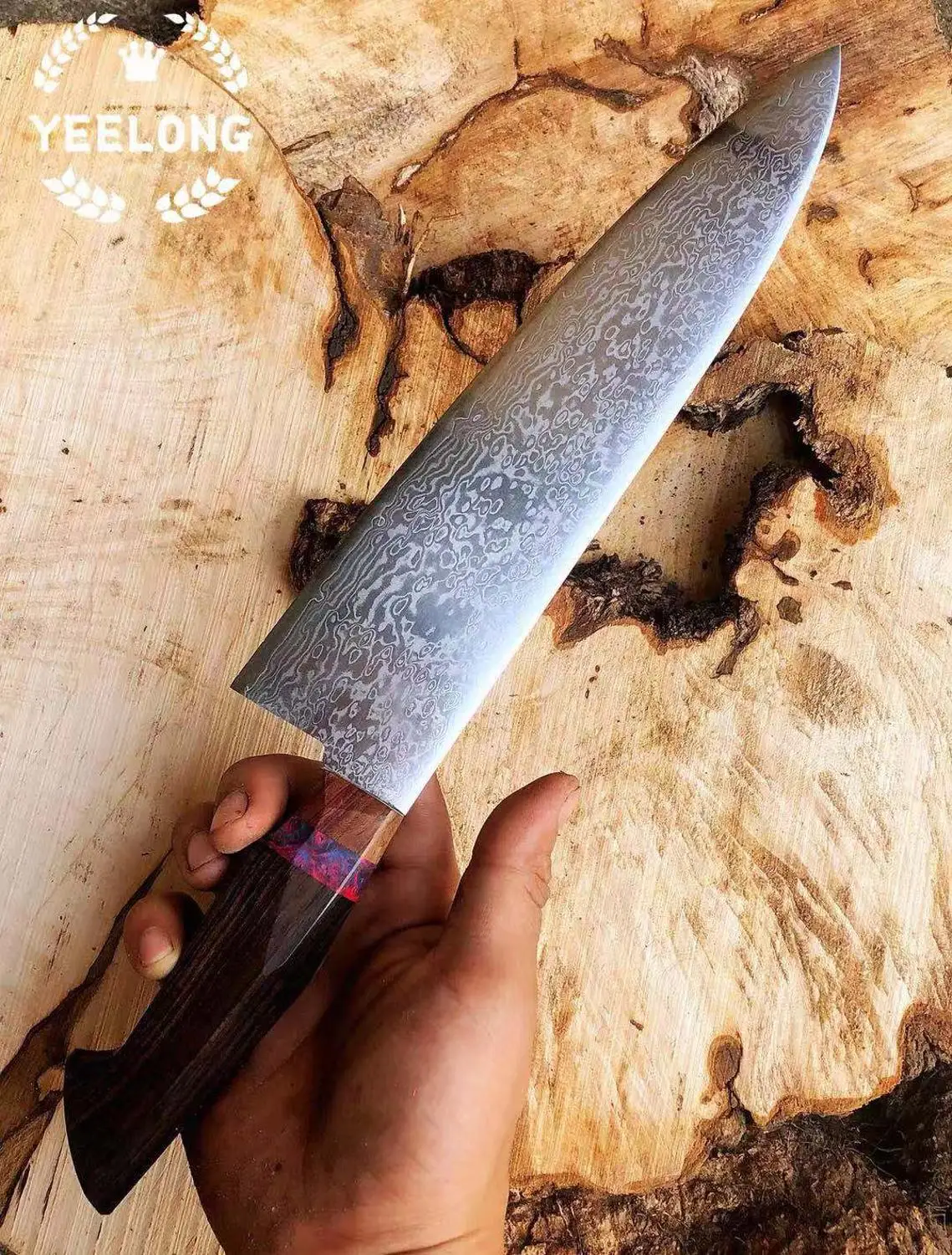 Дамасский нож шеф-повара, японский кухонный нож Gyuto, инструмент для приготовления мяса vg10, ядро из нержавеющей стали со стабилизированной деревянной ручкой