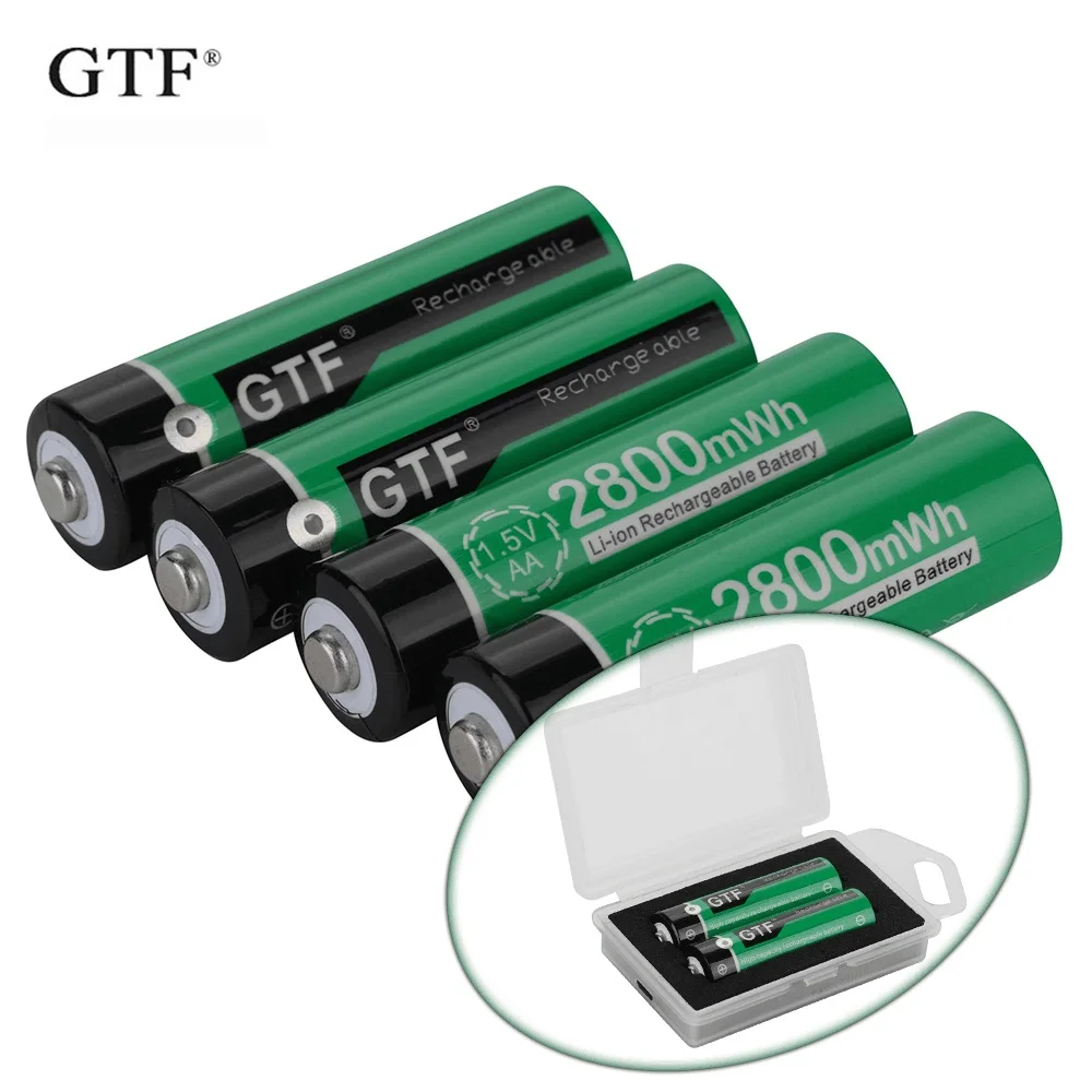 

GTF 1.5V AA 1900mAh USB AA li-ion Battery 2800mwh real capacity li-polymer USB rechargeable battery with Box USB cable