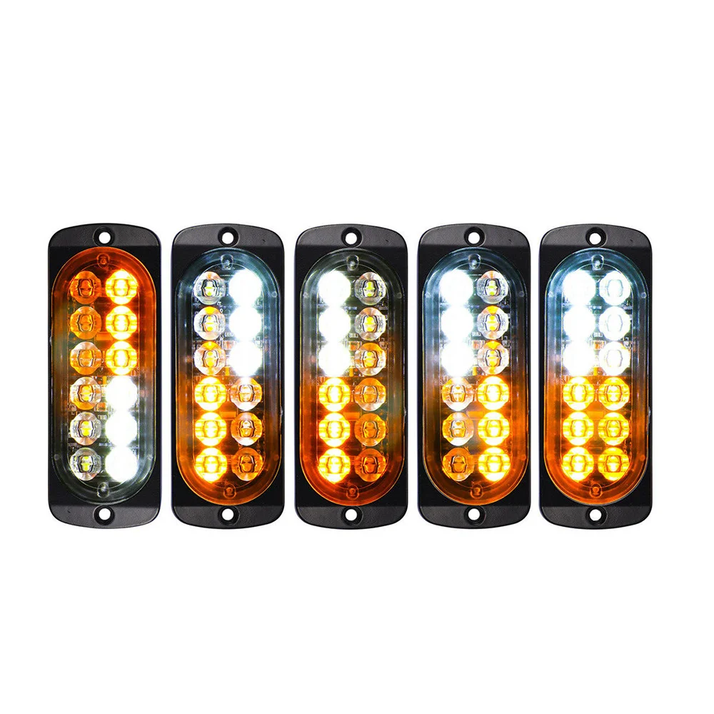 

5Pcs 12V-24V 12LED Side Warning Light Car Truck Van Ultra-thin Waterproof Flashing Light