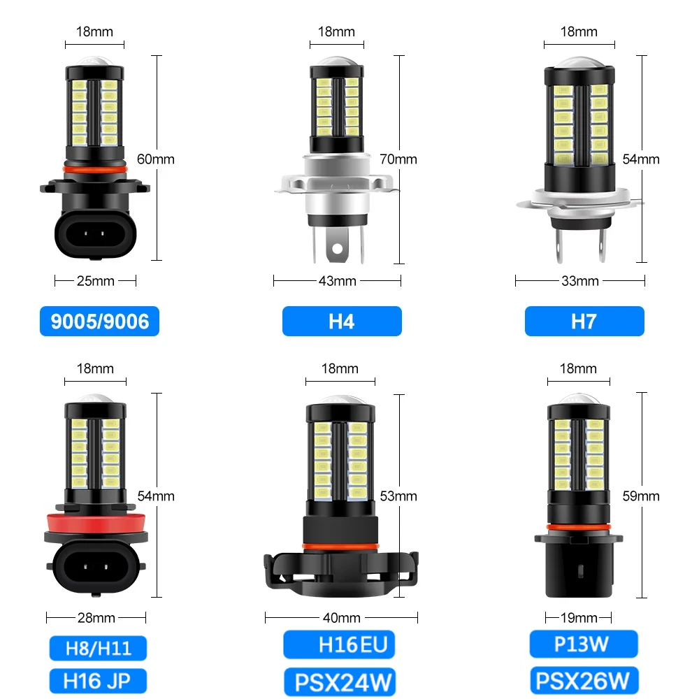 2X H11 светодиодные противотумансветильник ры H8 H9 H16 JP EU 9005 HB3 9006 HB4 PSX24W PSX26W 1500LM 6000K