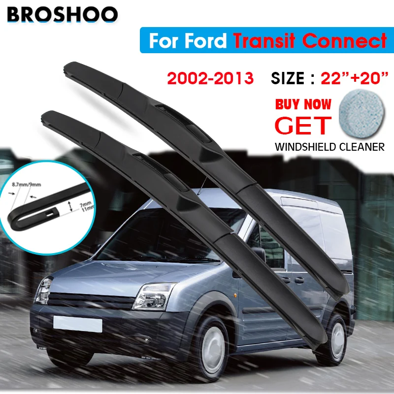 Car Wiper Blade For Ford Transit Connect 22&quot+20&quot 2002-2013 Auto Windscreen Windshield Wipers Window Wash Fit U Hook Arms |