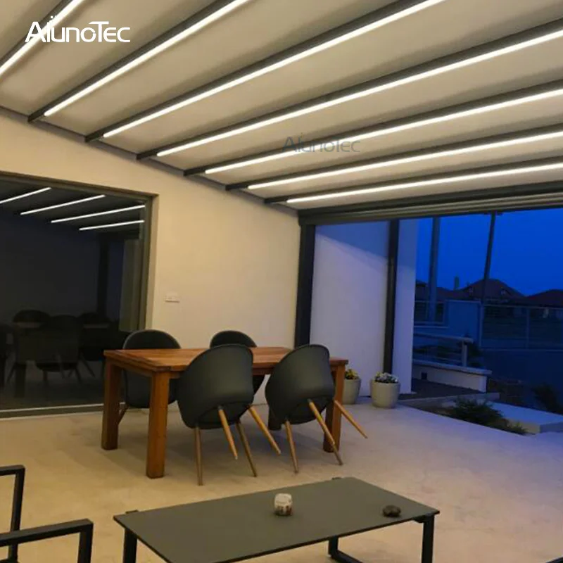 Моторизованная водонепроницаемая ПВХ Выдвижная потолочная беседка 4 м ширина x