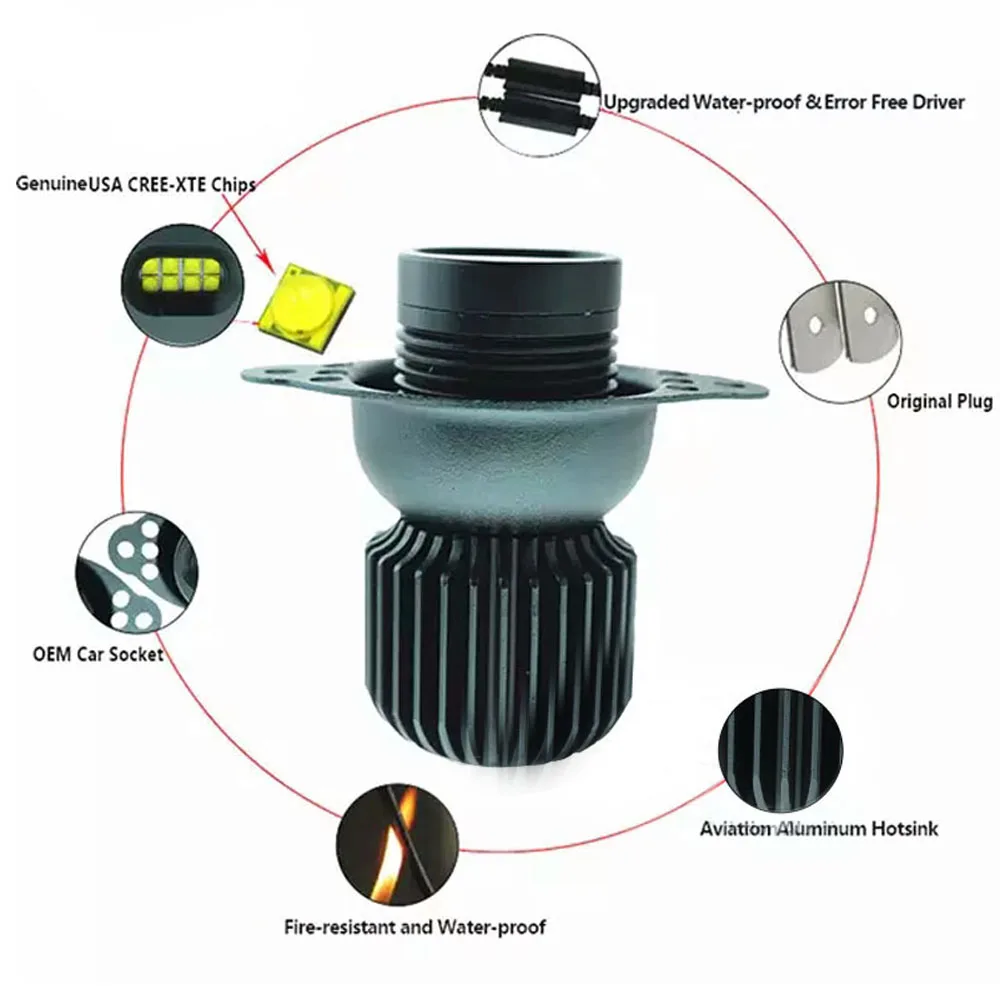 2pcs 160w LED Headlight Angel Eyes Bulb Halo Ring Lamp DRL Marker Canbus No error White For BMW E90 E91 328i 335i 2009-2011 LCI - купить по