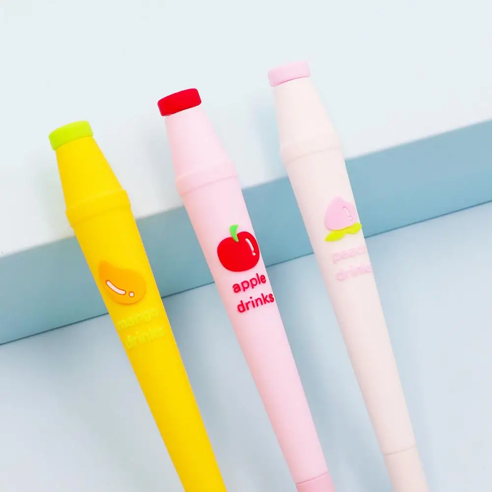 

24 pcs/lot Creative Fruit Milk Bottle Gel Pen Cute 0.5mm black Ink Signature Pens Promotional Gift Office School Supplies