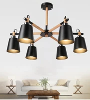lustre solid wood chandelier for living room iron lampshade led chandelier lighting home lamp modern