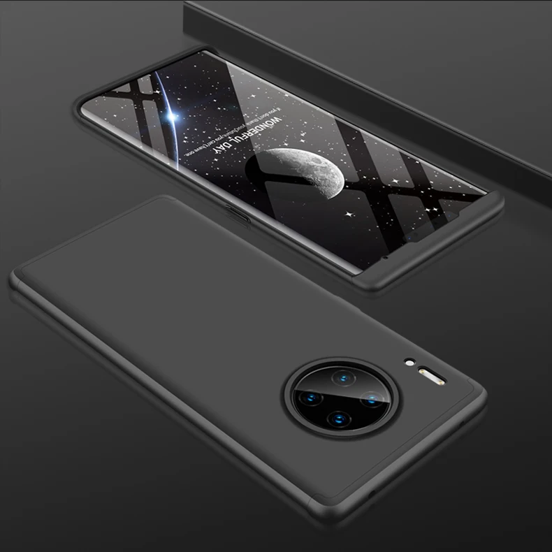 Black Защитный чехол для HUAWEI mate 20 30 Lite, чехол для HUAWEI mate 20 30 Pro, роскошный чехол 360, полный корпус, жесткий матовый чехол для задней панели из поликарбоната - Цвет: Black