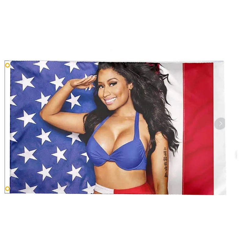 

2x3ft/3x5ft/4x6ft Nicki Minaj Rap Sexy USA Flag Music Singer Star Silk Fabric Art Decor Banner
