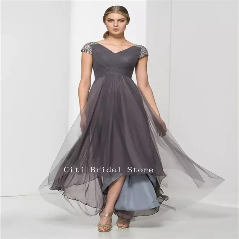 

Платье-макси серое длинное до щиколотки для матери жениха