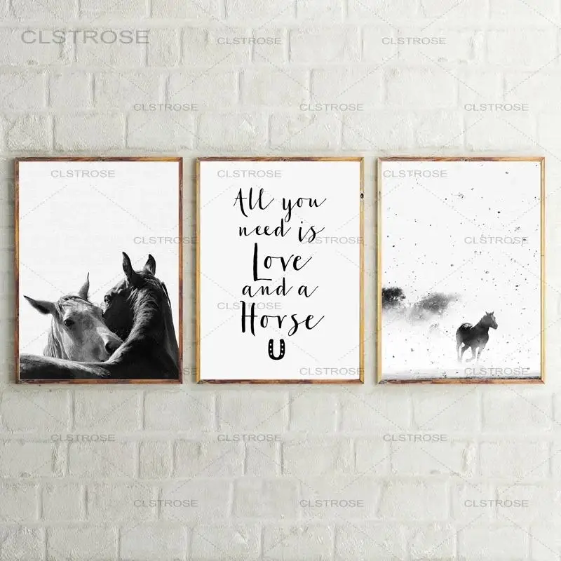 

Horse Art Decor Canvas Prints and Poster Black and White Animal Horse Nordic Art Canvas Printing Home Modern Wall Art Decoration