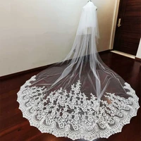 real photos long lace wedding veil with comb blusher 2 tiers 3 5 meters white ivory bridal veil bride accessories headpiece
