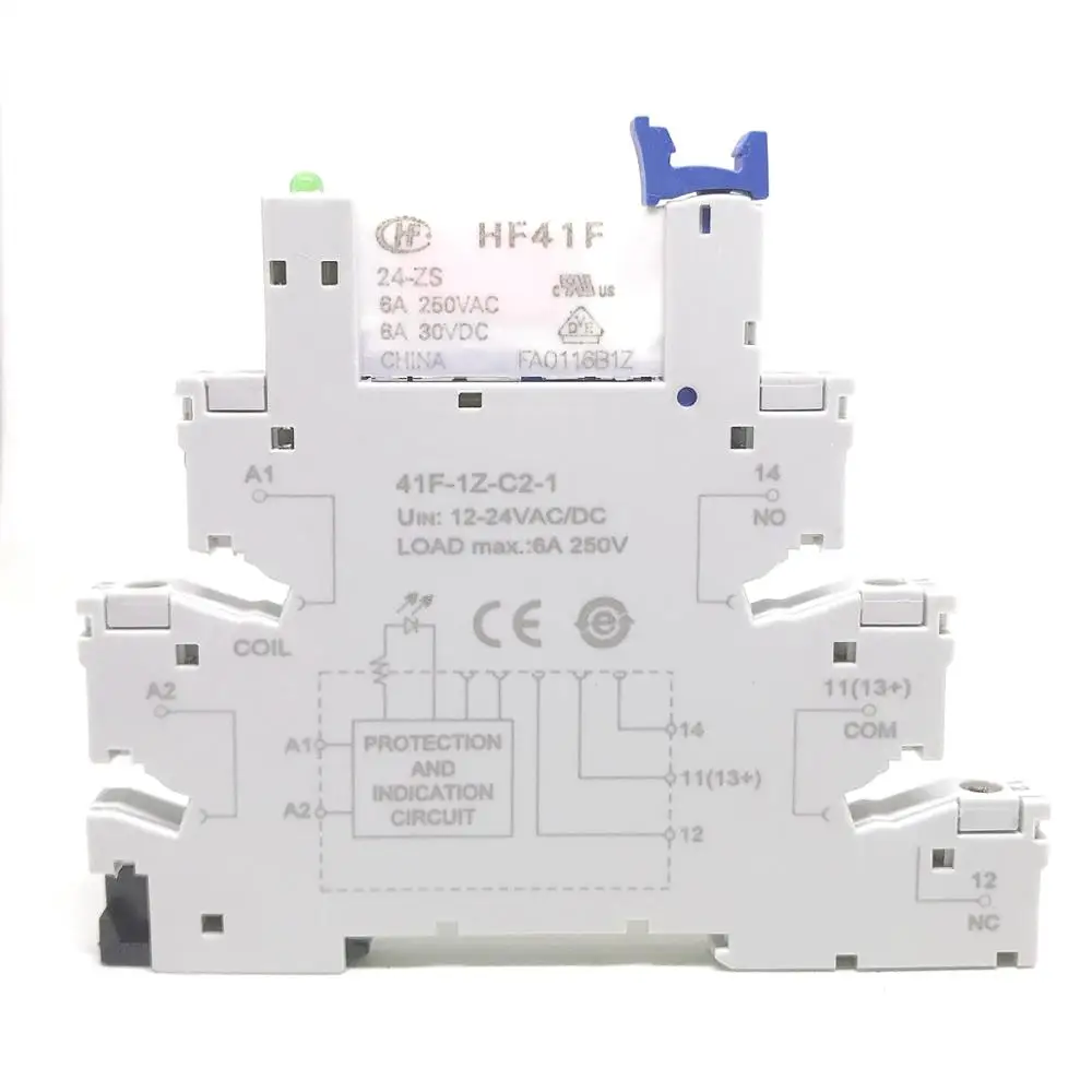 Фото Реле 41F-1Z-C2-1 HF41F 24-ZS 12-ZS 5 в 12 В 24 в 230 В 6A 1CO Slim/SSR, крепление на винтовой розетке светодиодный светодиодным реле №5
