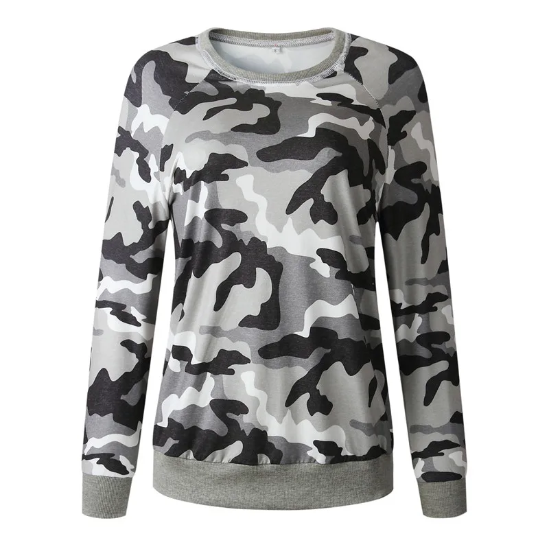 

Ladies Autumn And Winter New Fashion Printed Camouflage Uniform O-neck Harajuku Long Sleeve Hoodies Casual Loose Pullover Blouse
