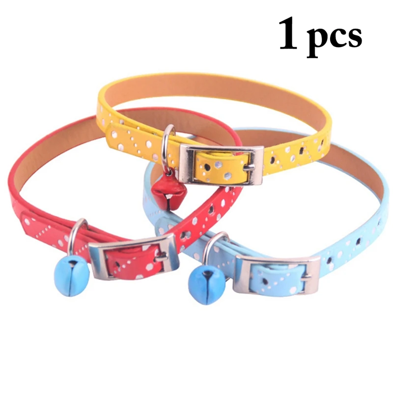 

Pet Collar Adjustable Handmade Dot Printed Cat Collar Puppy Collar with Bell Fashion Collar for Personalised Pet Supplies