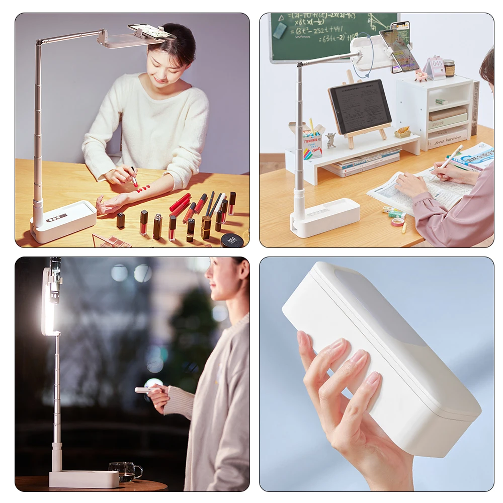 

Portable Phone Holder Stand Dimmable LED With Bluetooth Wireless Selfie Stick Fill Light Lamp Selfie Live Video Shooting Tripod
