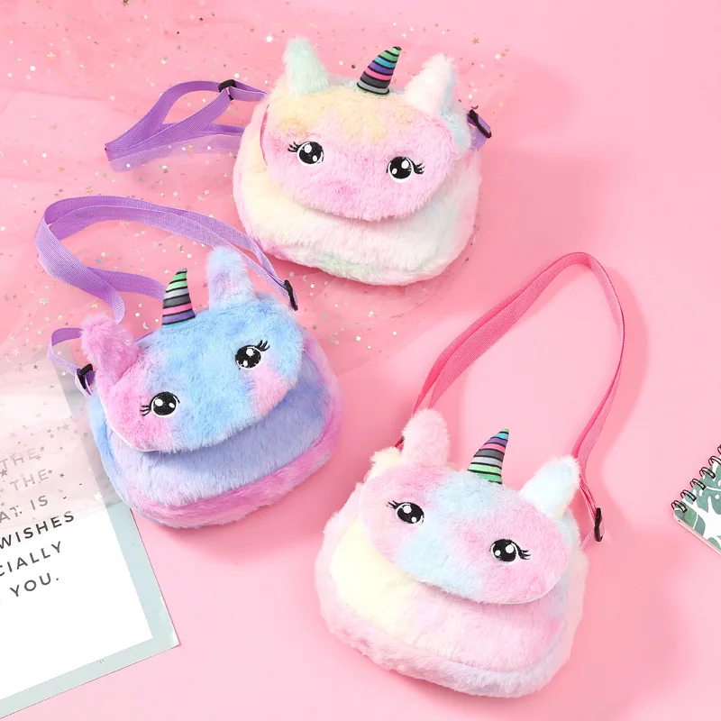 

Unicorn Girl's Shoulder Bag Winter Mini Crossbody Bags for Girls Cartoon Cute Handbag Purse Money Pouch Sac