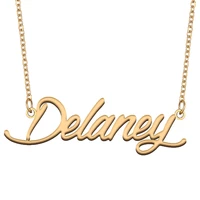delaney name necklace for women stainless steel jewelry 18k gold plated nameplate pendant femme mother girlfriend gift