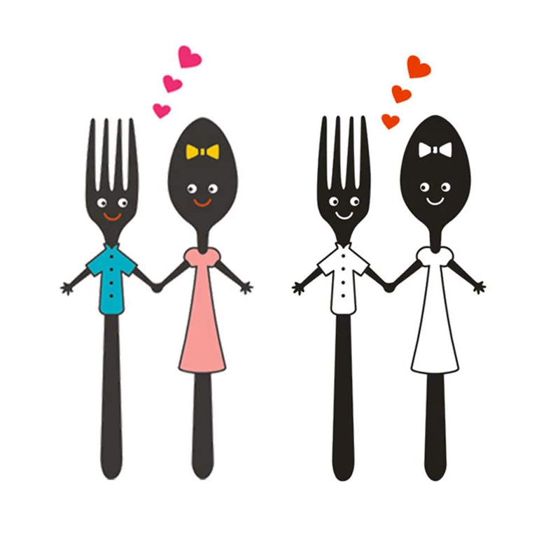 Обеденный стол с милым рисунком ложки вилки дизайн виниловая настенная живопись