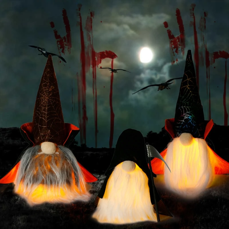 

Лампа для гномов ручной работы, декоративсветильник лампа для дома, Настольная оранжевая кукла-волшебник с лампой