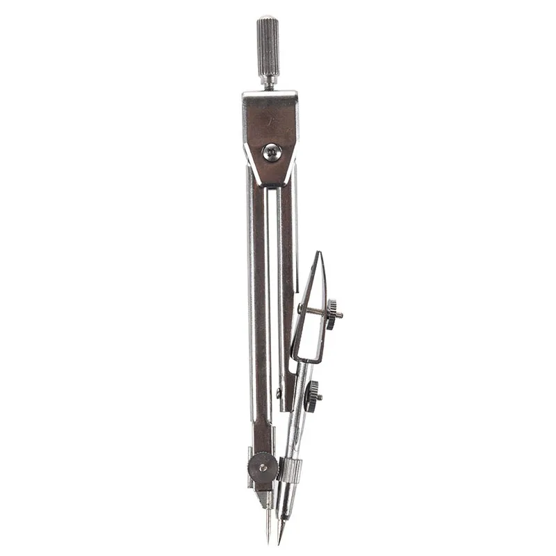 

HOT-School Stationery Drawing Tool Silver Tone Metal Drafting Compasses Set
