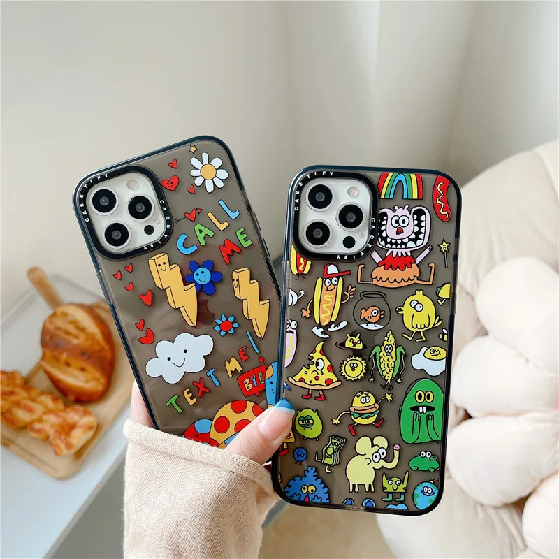 

Cartoon Graffiti Monster For Apple Iphone13 12pro Max Phone Case 7/8plus All-inclusive Xr Drop-resistant For Iphone Xr 11