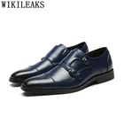 Модные Туфли-оксфорды с двумя ремешками, деловые туфли, Мужские модельные туфли, итальянский стиль