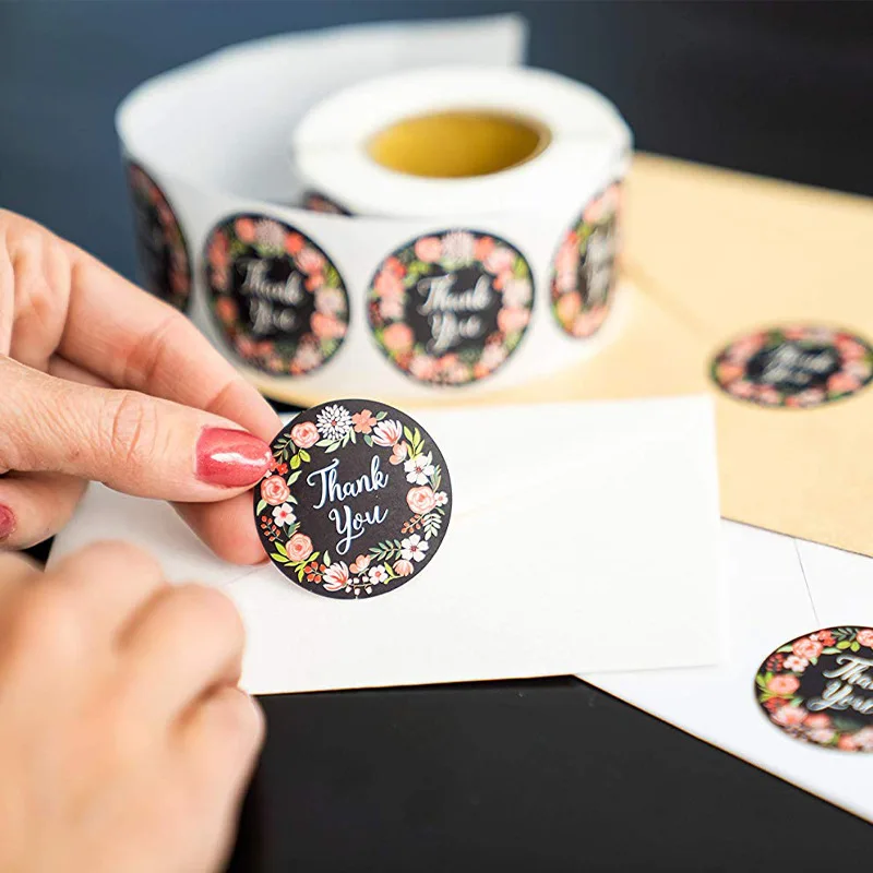 

Thank You Stickers Roll 500pcs Flower Design for Small Business Birthdays, Weddings, Giveaways, Decorative Sealing Stickers