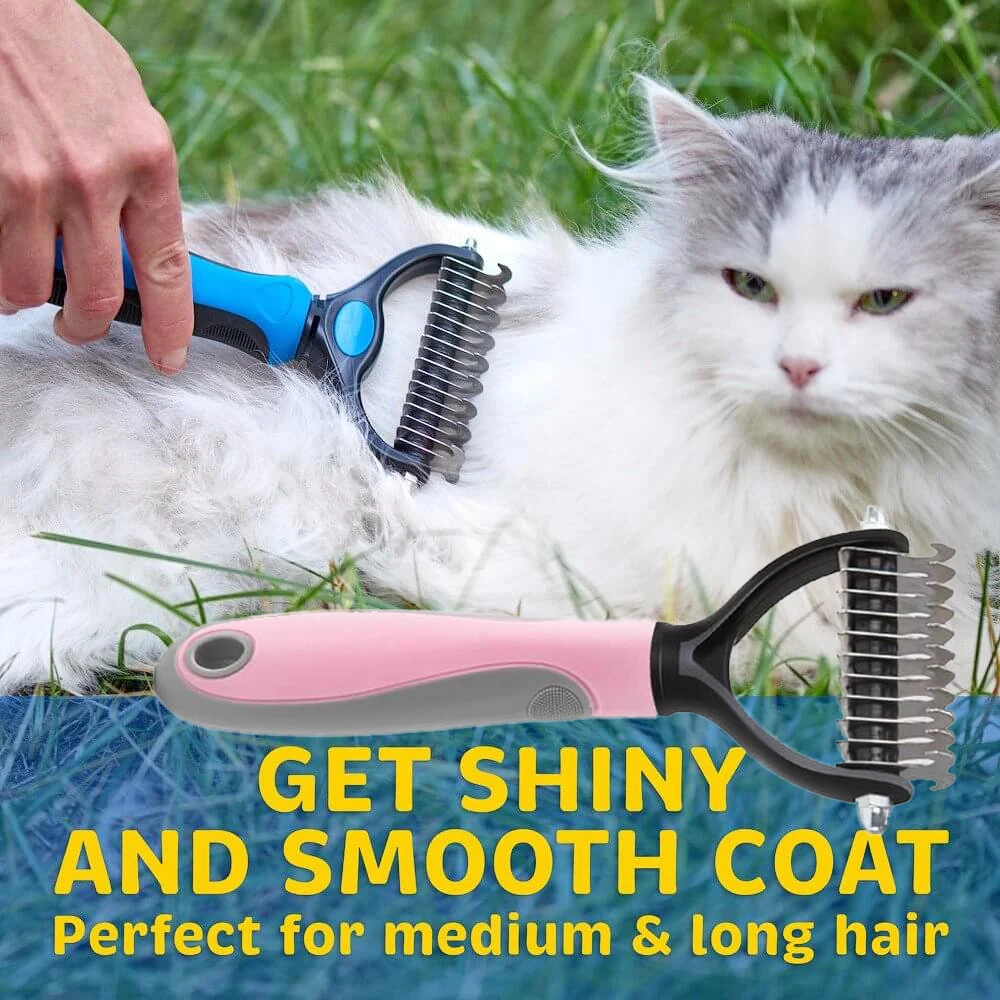 

Pet Safe Dematting Comb Pets Fur Knot Cutter Dog Grooming Shedding Hair Removal Brush Double Sided Products Deshedding Tools