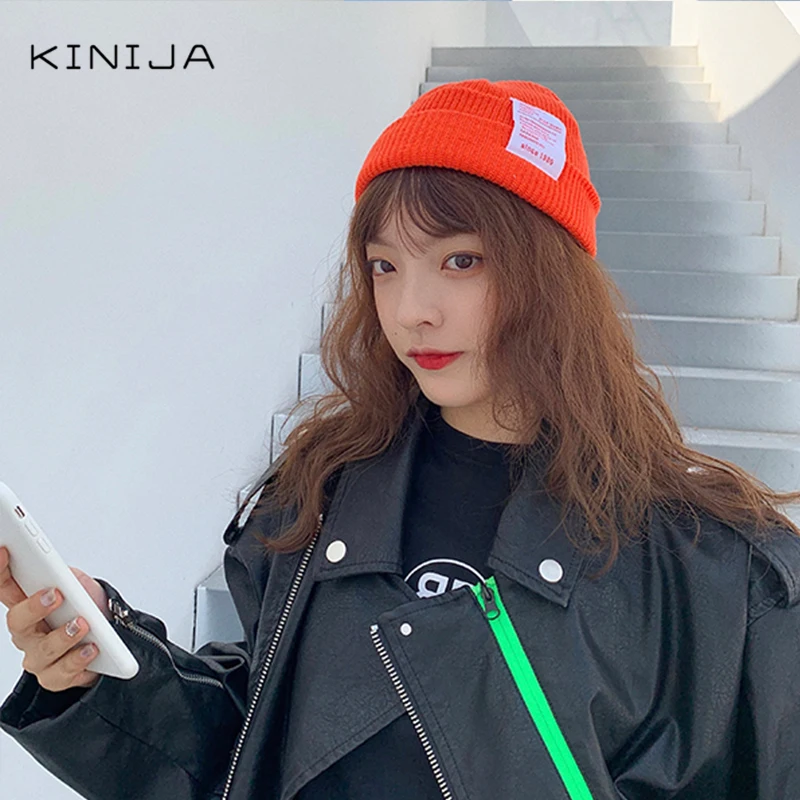 Мужская и женская модная шерстяная Осенняя шапка карамельного цвета с арбузом