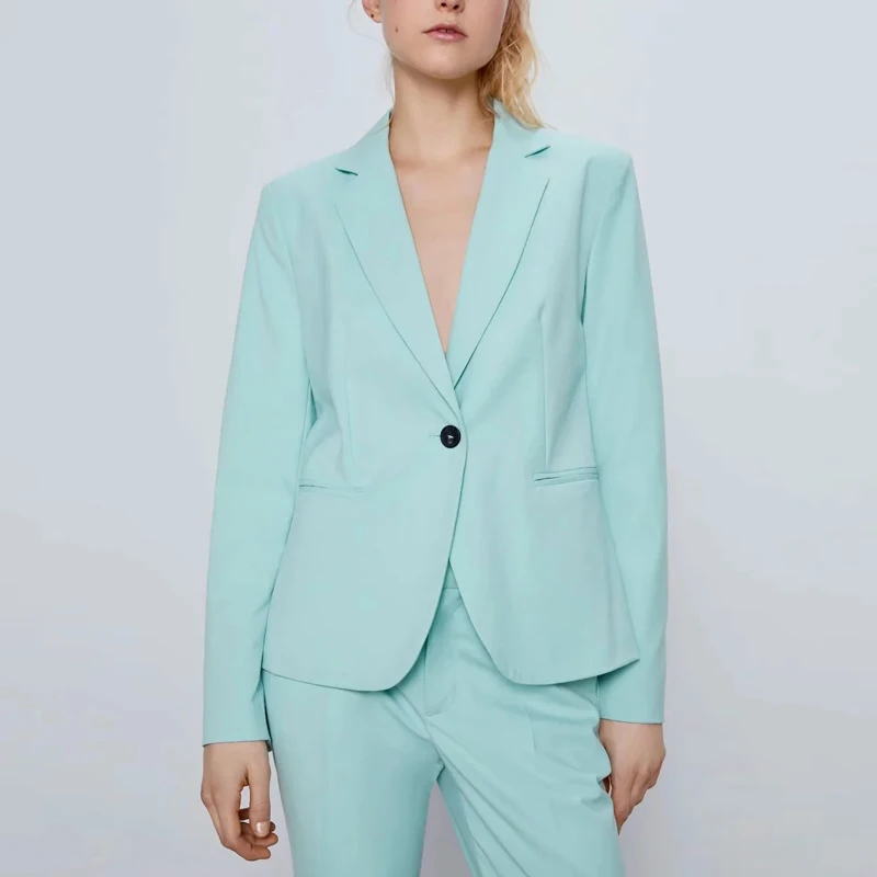 

women autumn solid elegant blazer suit OL single button blue pants suit female Formal Office Suits Work Elegant Suits
