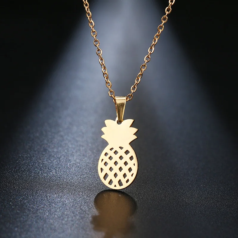 

Stainless Steel Necklace For Women Lover's Gold And Silver Color Pineapple Pendant Necklace Engagement Jewelry