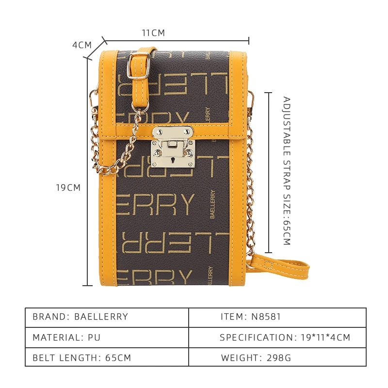 

Baellerry Brand Lady Messenger Bag Fashion Phone Wallet PU Leather Shoulder Bag Handbag Yellow