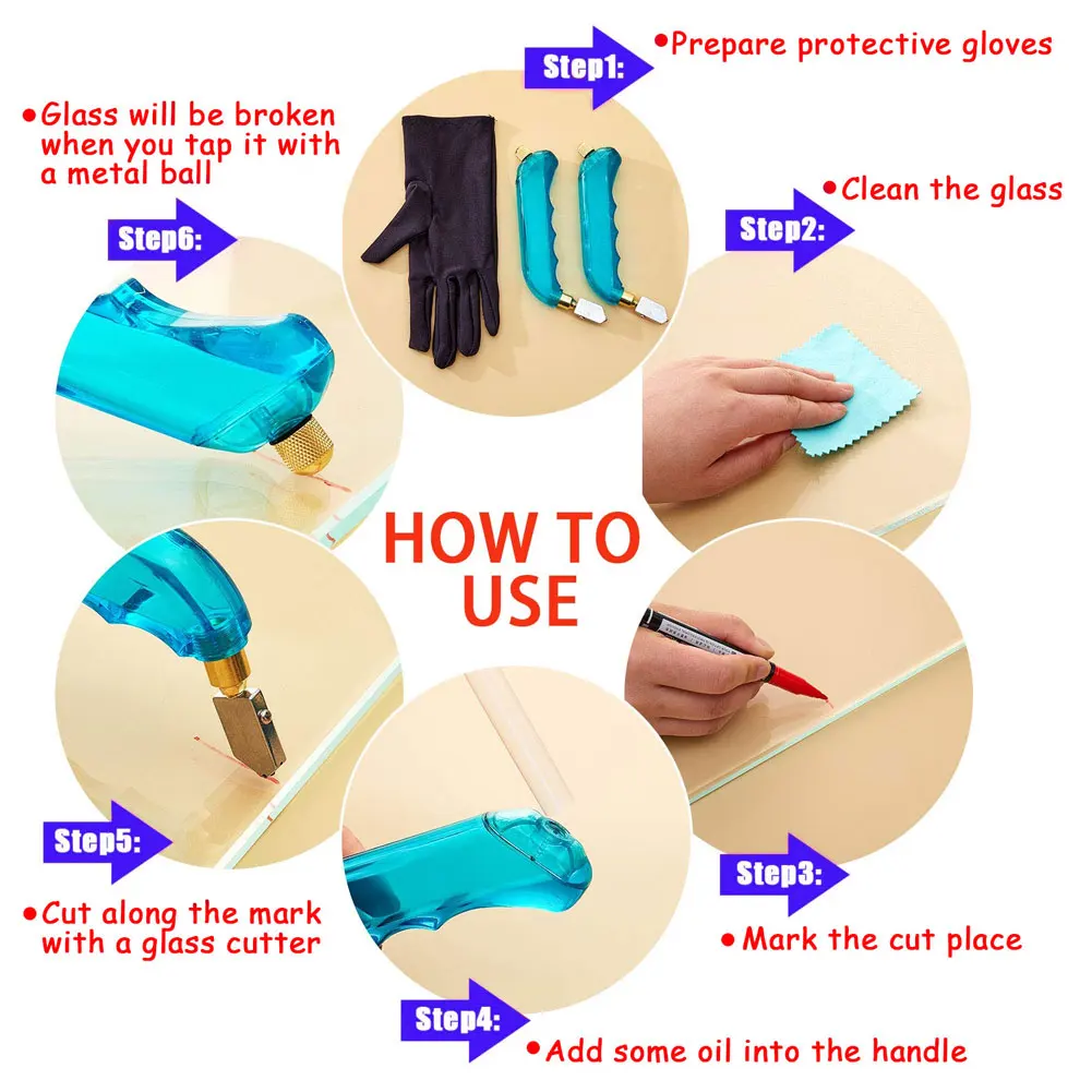 

3PCS Ceramic Tile Slicer Hand Grip Glass Cutter Cutting Tools Divider Home Kit for Mirrors Window Panels Panes Ceramic Tile