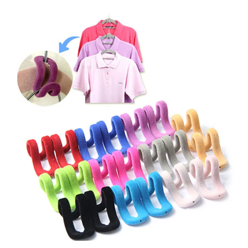 

10PCS/lot Mini Flocking Hooks for Clothes Hanger Closet Organizer Travel Clothes Hanging Organizer Coat Hooks Random Color
