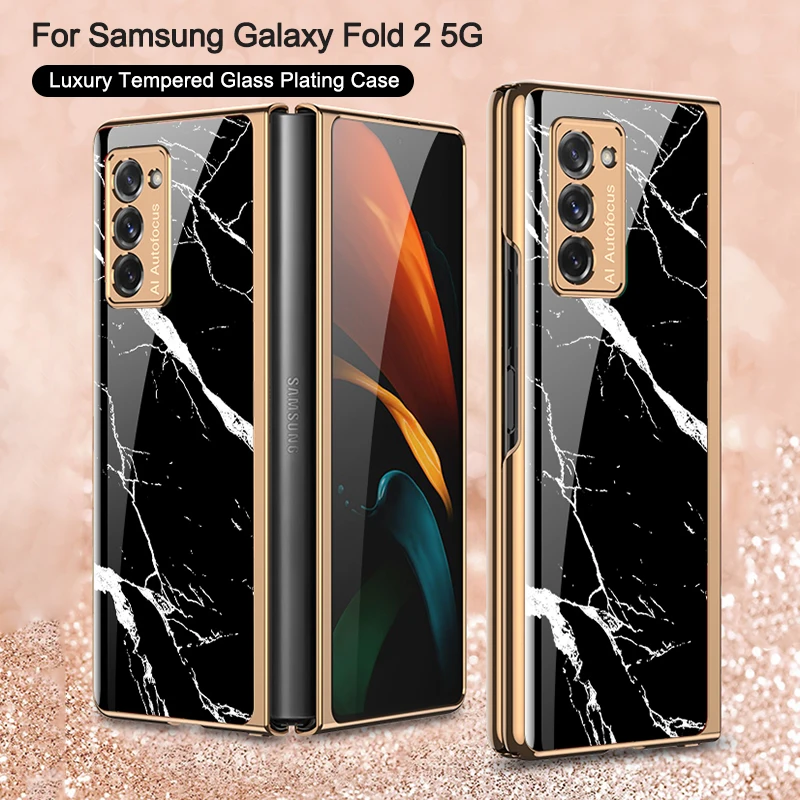

Роскошный чехол из закаленного стекла с покрытием для Samsung Galaxy Z, складной противоударный защитный чехол для Samsung Flip Fold 2