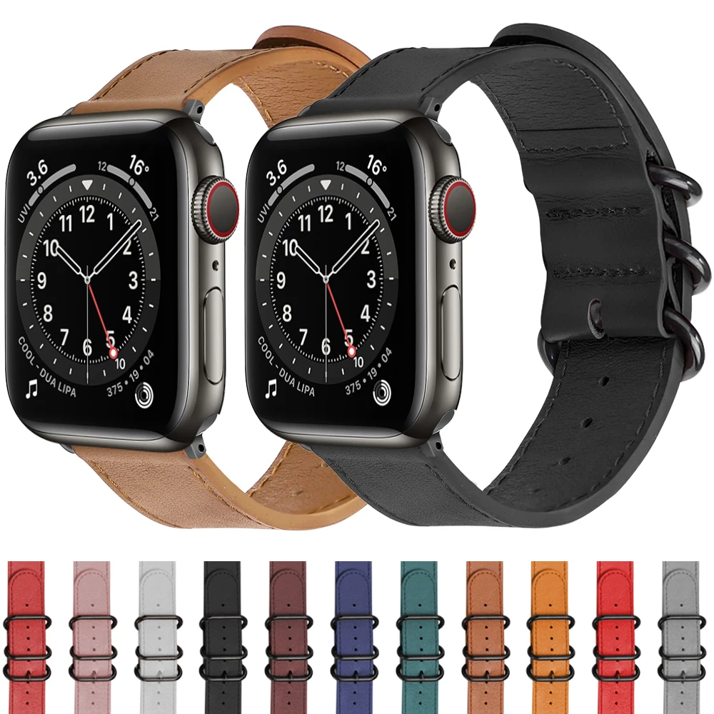 

100% Genuine Cow Leather loop Bracelet Belt Band for Apple Watch 6 SE 5 4 42MM 38MM 44MM 40MM Strap for iWatch 5 4 3 2 watchband
