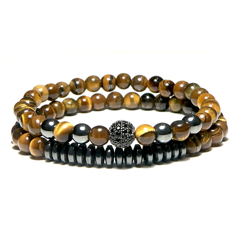 Diffone 2 шт./пара мужской браслет настоящий натуральный оникс вулканический