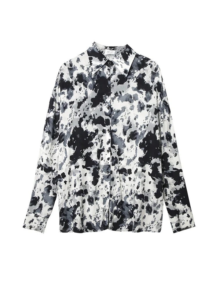 

DEAT 2021 New Autumn Winter And Summer Fashion Casual Loose Print Single Breasted Long Sleeve Shirt Top Blouses Women SK531