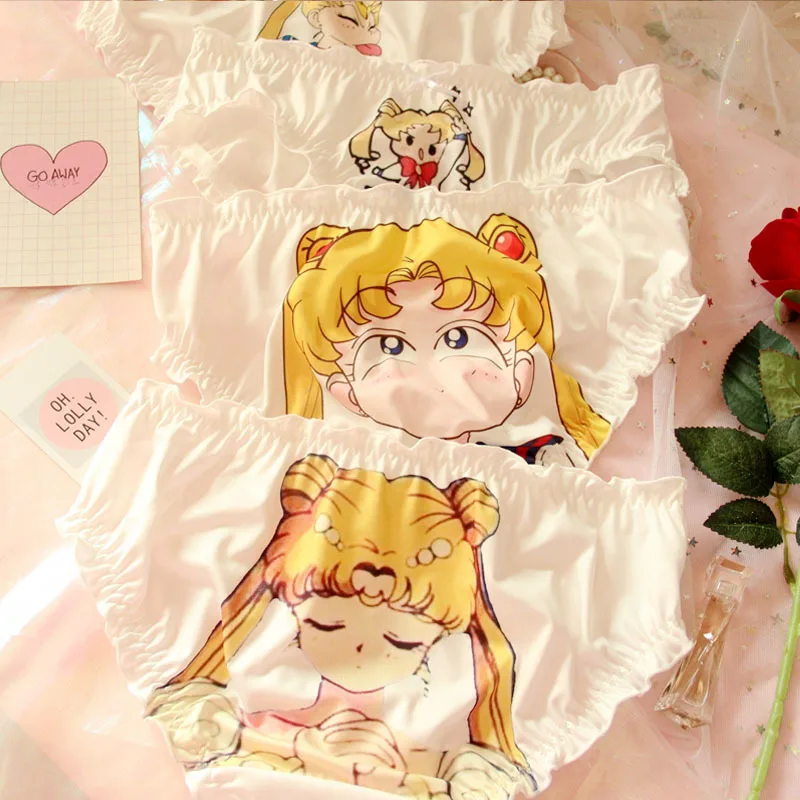 Kawaii женское нижнее белье трусики. Милые Мультяшные Сейлор Мун женские милые