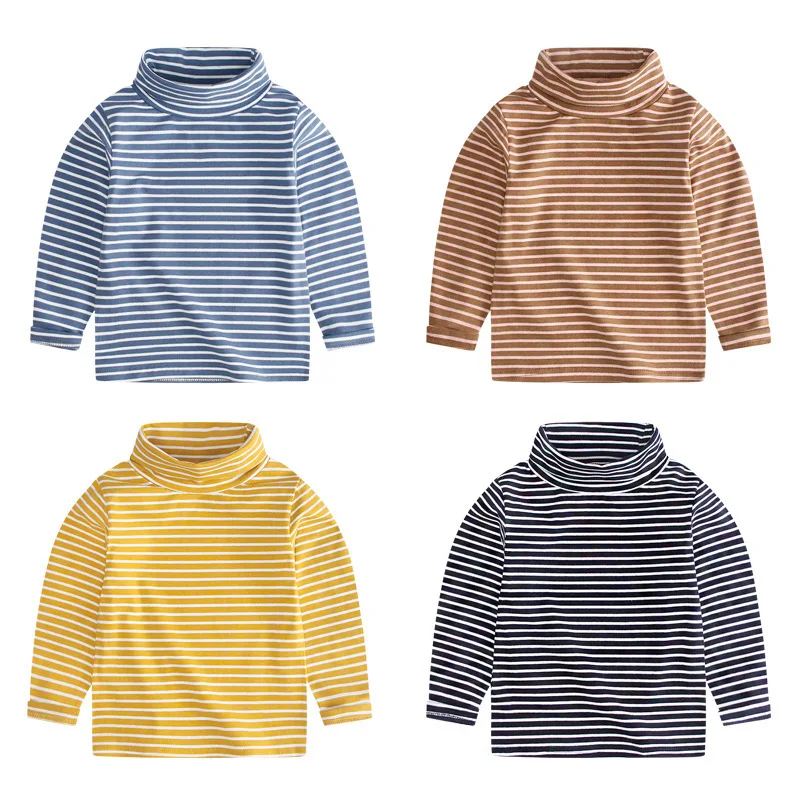 Длинные штаны с высоким воротником для мальчиков и девочек полосатая детская