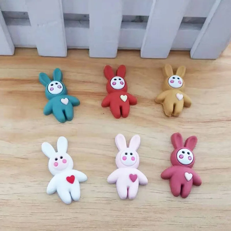 

10Pcs Cute PVC Rubber Rabbit Flatback Cabochon Silicone DIY Accessories Phone Case Decoration Hair Bows Center Craft Scrapbook