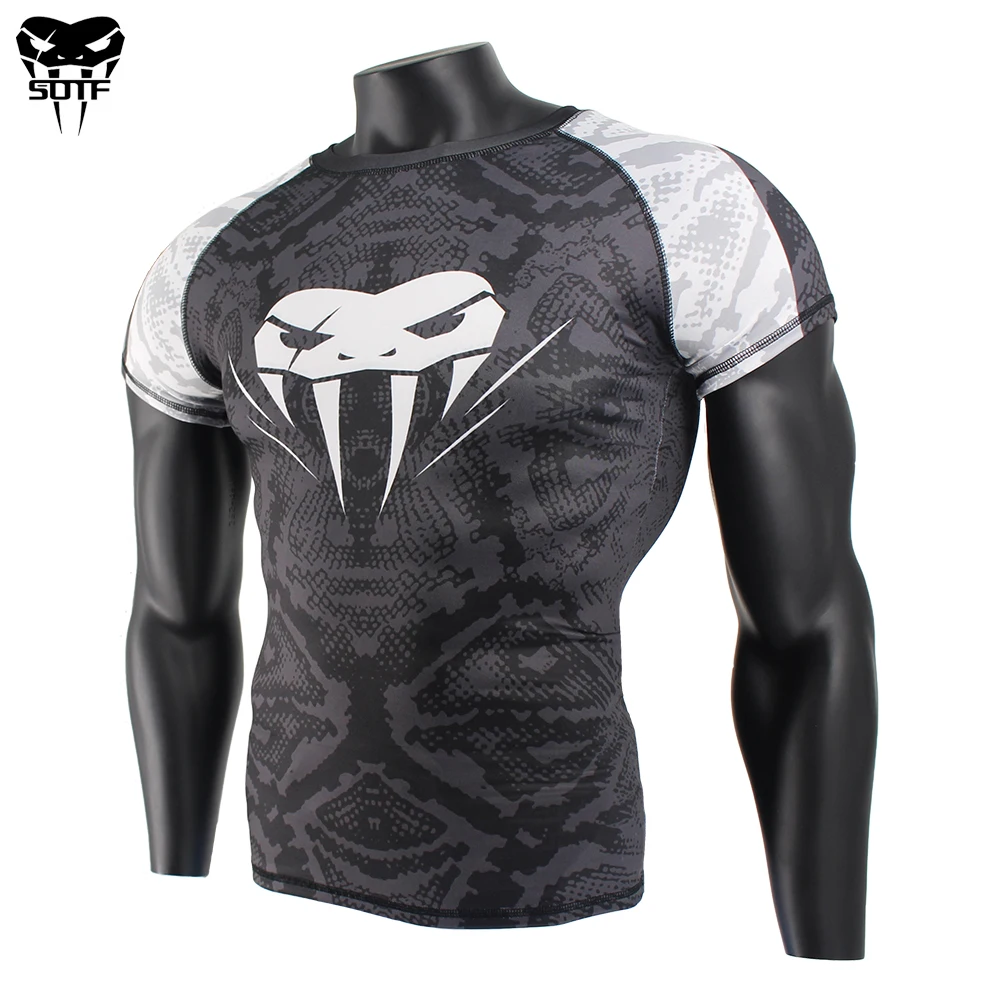 SOTF Змея Весы с коротким рукавом фитнес ММА Бокс Майки Тигр Муай Тай Рашгард jiu jitsu