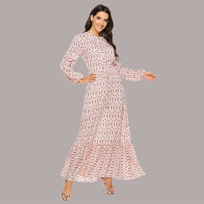 Новейшее элегантное мусульманское платье турецкое дубайское Платье с принтом на