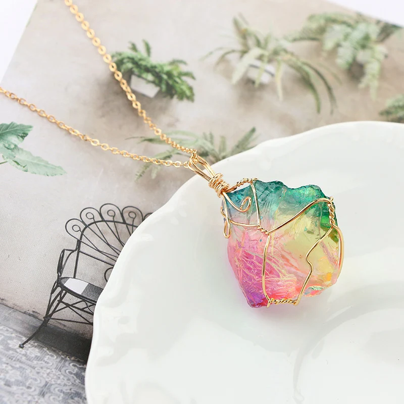 Hot Sale Crystal Colored Pendant Quartz Chain Rock Necklace Stone Natural Chakra Jewelry | Украшения и аксессуары