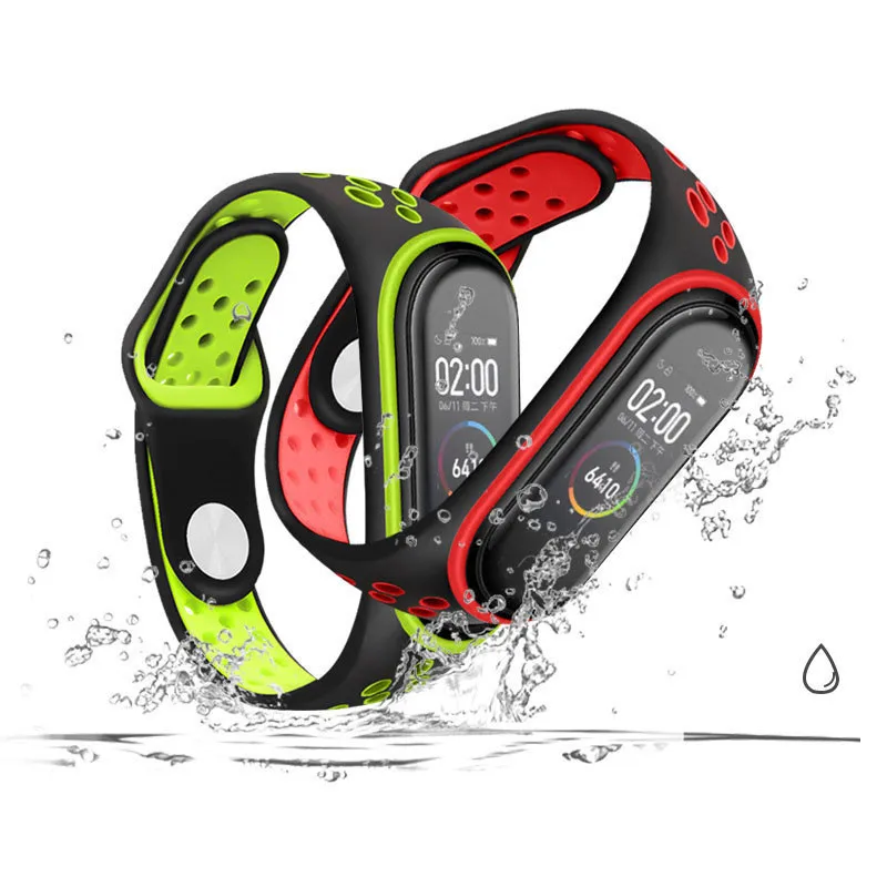 Браслет контрастных цветов для Xiaomi Mi Band 3/4/5 сменный водонепроницаемый ремешок