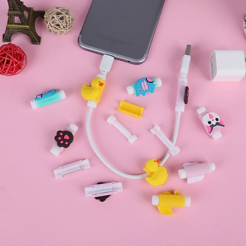 Универсальный мультфильм USB телефон протектор сердцевины кабеля для iPhone XS чехол