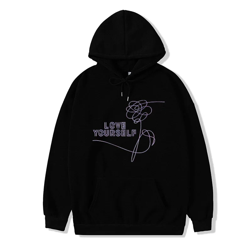 

Kpop bangtan boy love yourself, толстовка большого размера плюс в стиле Харадзюку, женская уличная одежда в Корейском стиле, толстовки с капюшоном