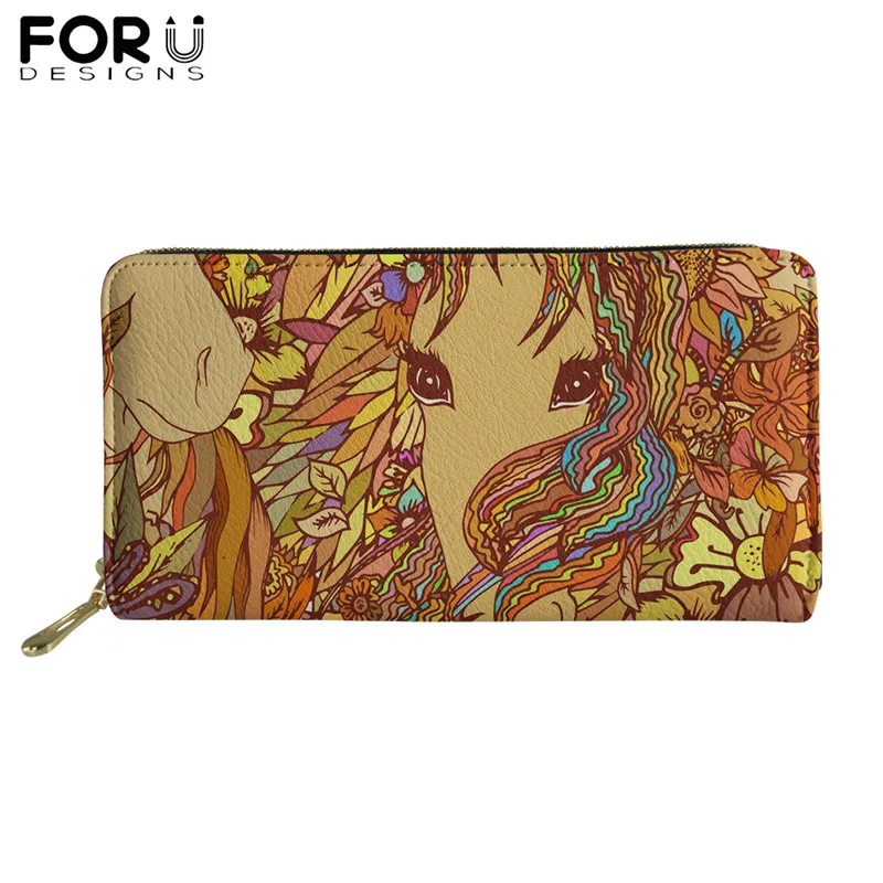 

FORUDESIGNS Cute Cartoon Girl Prints Women Wallet 2021 Stylish Female Clutch Bag Long Leather Money Bags Outdoor Purse for Girls