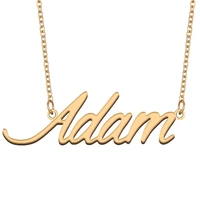adam name necklace for women stainless steel jewelry 18k gold plated alphabet nameplate pendant femme mother girlfriend gift
